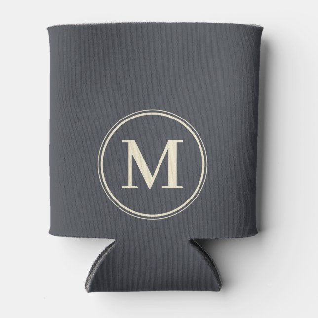 Monogram Solid Mediterranean Grey Colour  Can Cooler (Front)