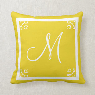 MONOGRAM solid muted mustard personalised custom Cushion