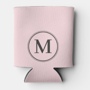 Monogram Solid Pink Whisper and Black Colour  Can Cooler