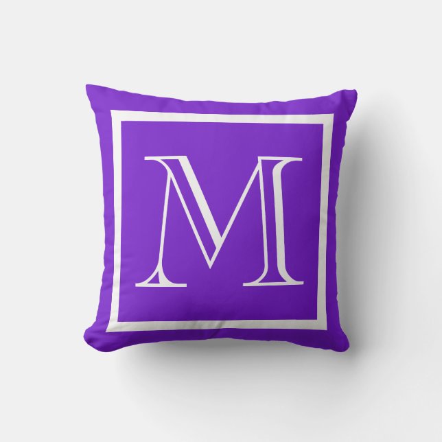 MONOGRAM Solid Purple Bright Grape plain outdoor Cushion (Front)