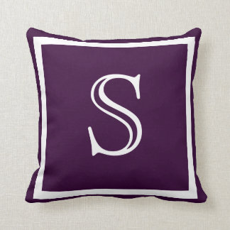 MONOGRAM Solid Purple Soft Dark Grape plain pillow