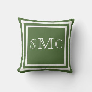 MONOGRAM Solid soft green white plain pillow