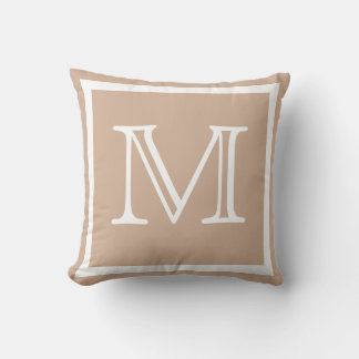 MONOGRAM Solid Tan taupe plain pillow