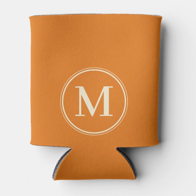 Monogram Solid Warm Citrus Colour  Can Cooler (Front)