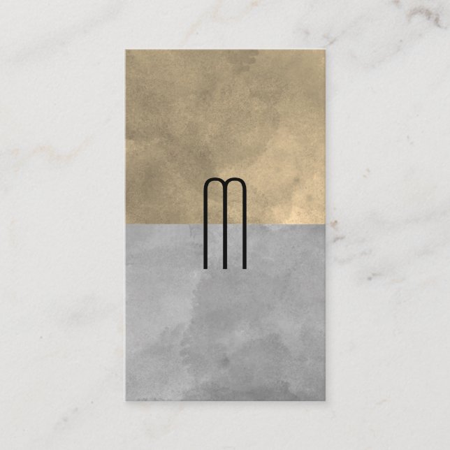 Monogram Sophisticated Sepia Grey Colour Blocks Business Card (Front)