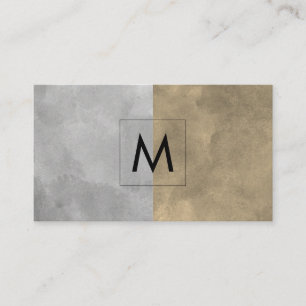 Monogram Sophisticated Sepia Grey Colour Blocks Business Card