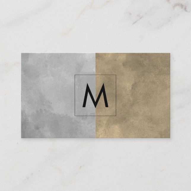 Monogram Sophisticated Sepia Grey Colour Blocks Business Card (Front)