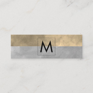 Monogram Sophisticated Sepia Grey Colour Blocks Mini Business Card