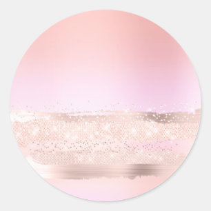 Monogram Spark Rose  Blush Makeup Pastels Beauty Classic Round Sticker