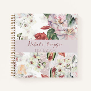 Monogram special with name burgundy script elegant notebook