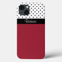 Monogram Spicy Red, Black White Dots Colour Block
