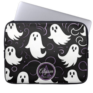 Monogram Spooky Ghostly Pattern Laptop Sleeve