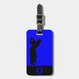 Monogram Sports Black Blue Golf Luggage Travel Luggage Tag