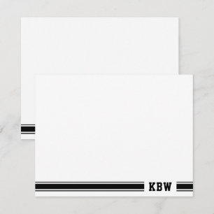 Monogram Sporty Band Black & White Note Card
