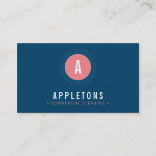 MONOGRAM SPOT modern minimal bold navy blue coral Business Card