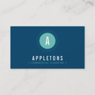 MONOGRAM SPOT modern minimal bold navy blue mint Business Card
