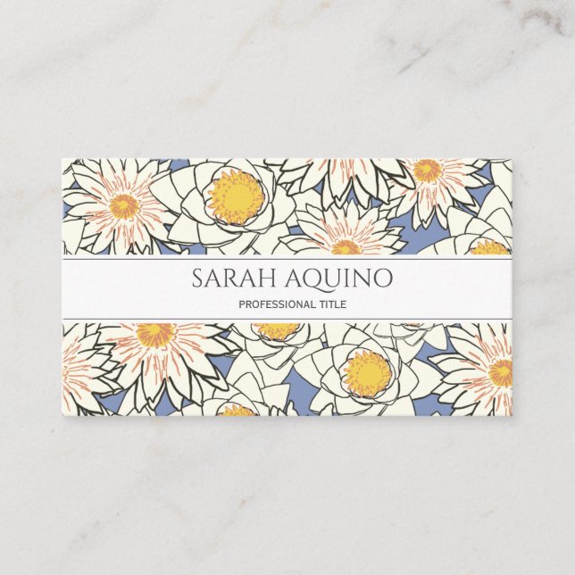 Monogram Spring Daisy Pattern Business Card (Front)