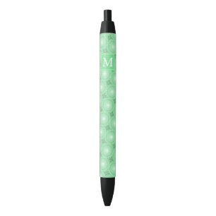 Monogram spring green circles pattern black ink pen