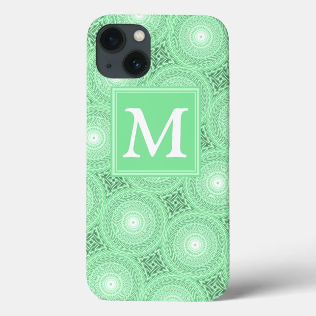 Monogram spring green circles pattern Case-Mate iP iPhone Case (Back)