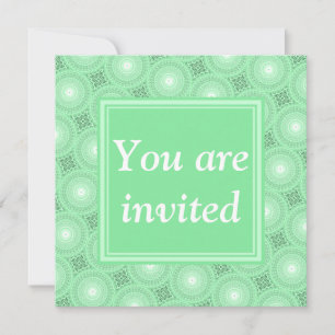 Monogram spring green circles pattern invitation