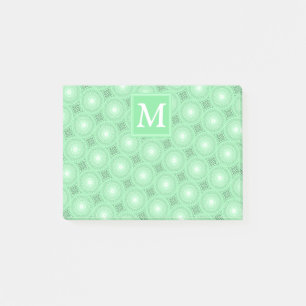 Monogram spring green circles pattern post-it notes