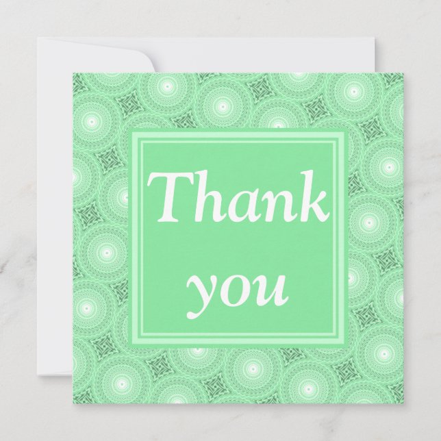 Monogram spring green circles pattern thank you card (Front)
