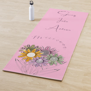 Monogram Spring Into Action Daisy Florals Pink Yoga Mat