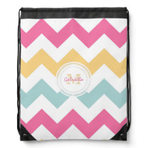 Monogram Spring Pastel Chevron Print Backpack