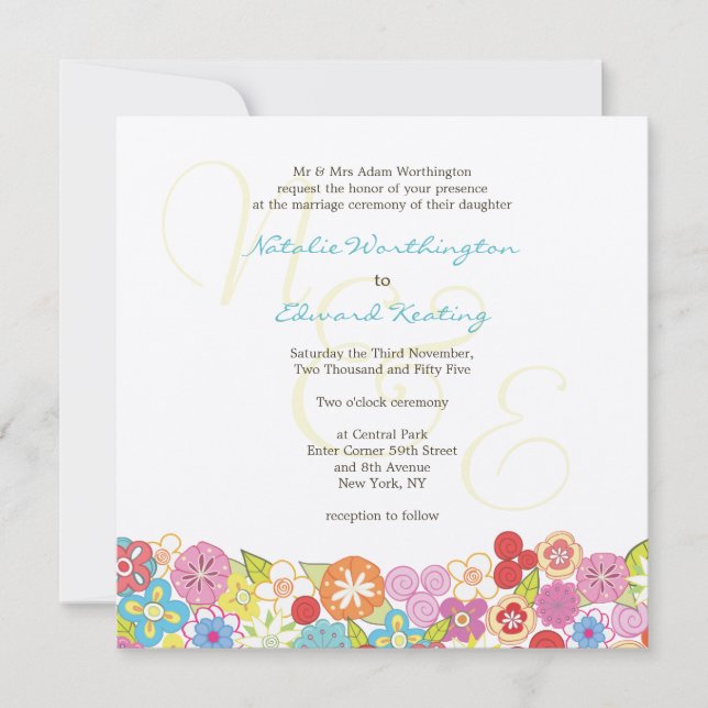 Monogram Spring Summer Wedding Invitation (Front)