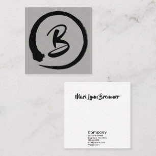 Monogram square businesscards in black enso circle square business card