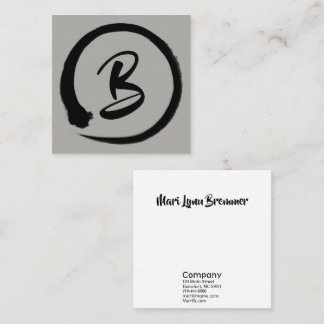 Monogram square businesscards in black enso circle square business card
