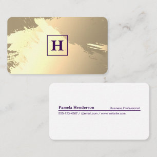 Monogram Square Gold Brushed Business Card