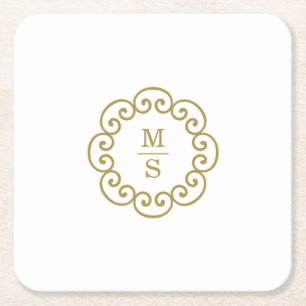 Monogram square paper coaster