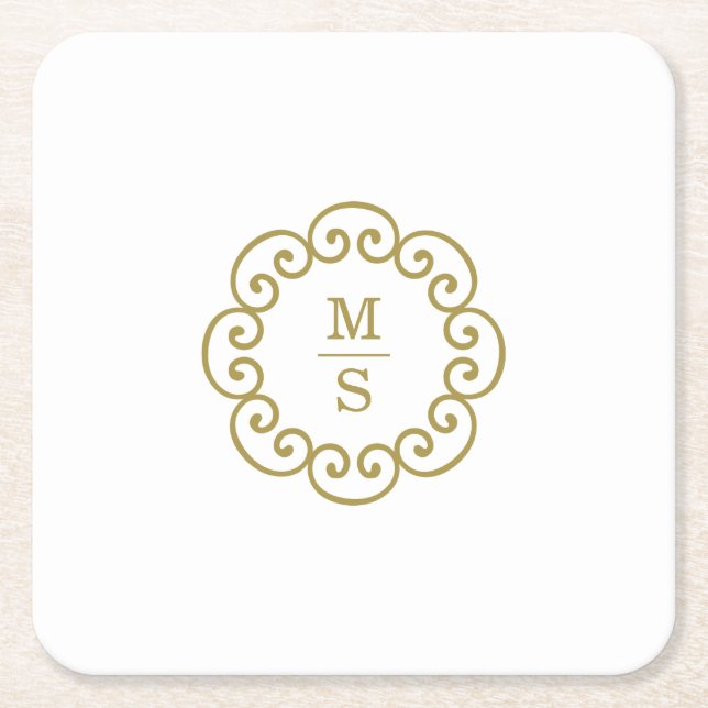 Monogram  square paper coaster (Front)