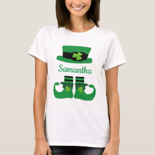 Monogram St. Patrick's Day Irish Leprechaun Green  T-Shirt