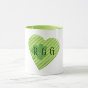 Monogram St. Patrick's Stripes heart Mug