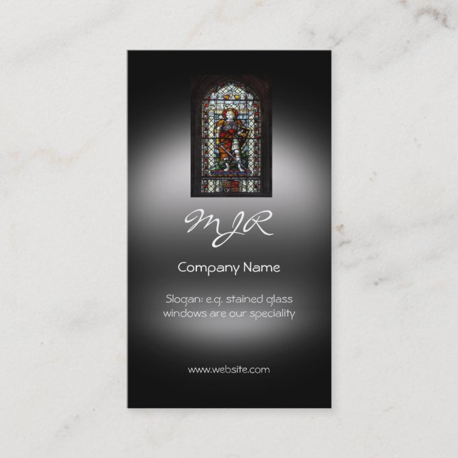Monogram, Stained Glass Window, metallic-effect Business Card (Front)