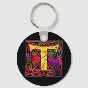 Monogram: Stainglass T Key Ring