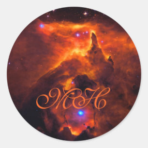 Monogram, Star Cluster Pismis 24, core of NGC 6357 Classic Round Sticker