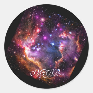 Monogram Starry Wingtip of Small Magellanic Cloud Classic Round Sticker