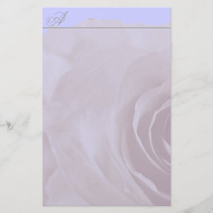 Monogram Stationery Faded Rose On Periwinkle Blue