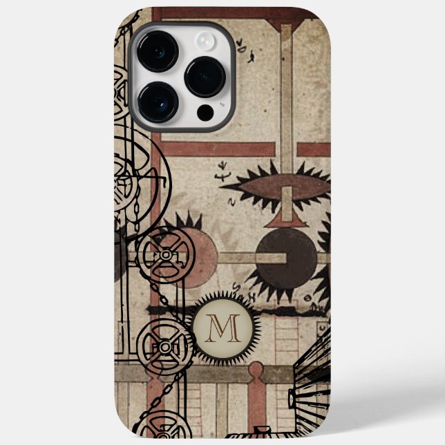 Monogram Steam Punk Gear Personalised iphone Case (Back)