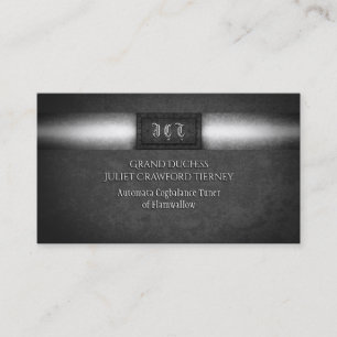 Monogram Steampunk grunge riveted steel plate Business Card