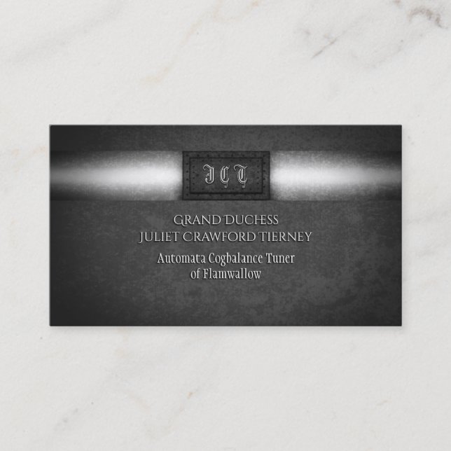 Monogram Steampunk grunge riveted steel plate Business Card (Front)