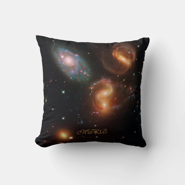 Monogram Stephans Quintet deep space star galaxies Cushion (Front)