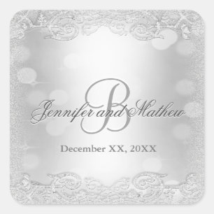 Monogram Sticker   Elegant Silver