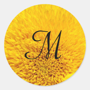 Monogram Sticker Seals Yellow Sunflower Petals