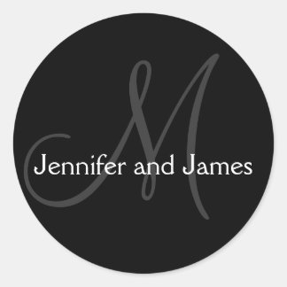 Monogram Stickers for Weddings Black