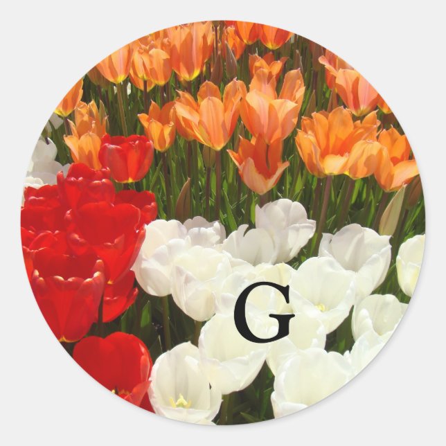 Monogram stickers Letters envelope seals Tulips (Front)