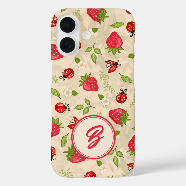 Monogram Strawberry Ladybug Pattern Case-Mate iPhone Case (Back)